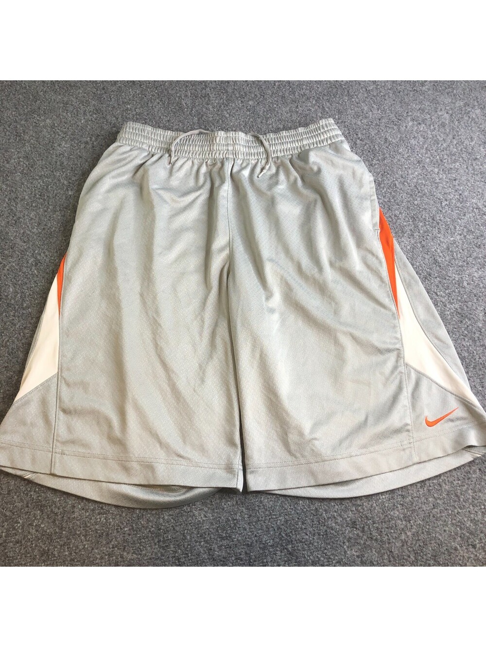 Nike Shorts Mens Medium Silver Orange Pockets Dazzle Basketball Baggy Y2K
